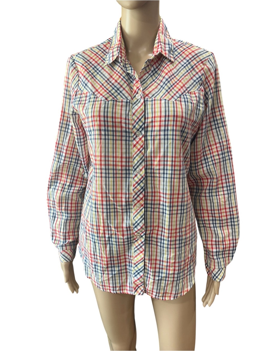 VTG Koret City Blues Plaid Western Button Down Shirt Multicolor